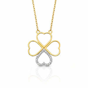 Necklaces And Pendants: Diamond set Clover Necklace in 9ct Gold