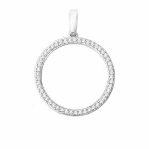 Diamond Necklaces: Diamond set 9ct White Gold Circle Pendant