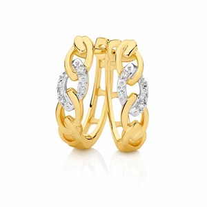 Diamond Earrings: Diamond Chain Link Huggies