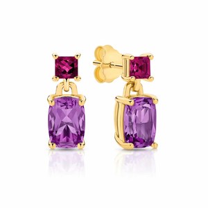 Amethyst and Rhodolite Stud Earrings