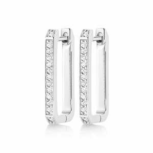 Sterling Silver Rectangular Cubic Zirconia set Huggies