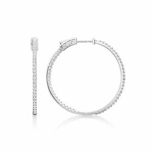 Sterling Silver Cublic Zirconia Set inside and out Huggies 35mm