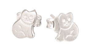 Sterling Silver Pussy Cat Studs Small
