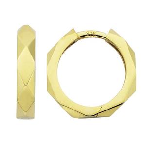 Yellow Gold Earrings: 9ct Yellow Gold Faceted Huggies 2.6mm x 10mm ID