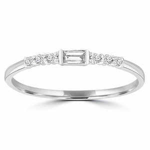 Baguette Diamond Set Band in 9ct White Gold TDW=0.08ct