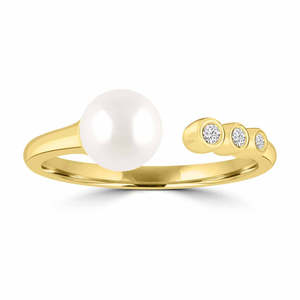 Rings: Freshwater Pearl & Lab Grown Diamond Open Ring