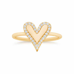 18ct Yellow Gold Plated Cubic Zirconia Edged Heart Ring