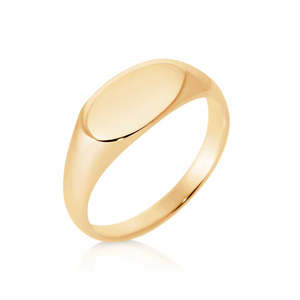 Rings: 18ct Yellow Gold Plated Oval Signet Ring Engravable