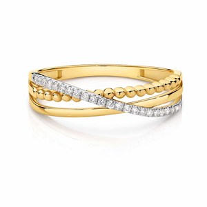 9ct Yellow Gold Diamond Set Cross Over Band