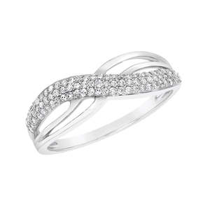 White Gold Rings: 9ct White Gold Diamond Set Crossover Dress Ring