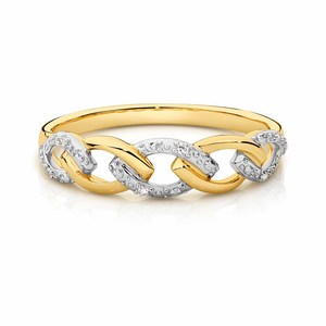 Diamond set 9ct Yellow Gold Chain Link Ring