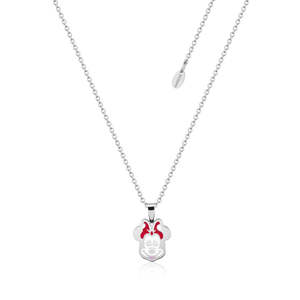 Fashion Jewellery: Disney Minnie Mouse Enamel Necklace Silver Colour