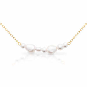 18ct Yellow Gold Plated Multi-Shape Synthetic Pearl Neacklace 45cm
