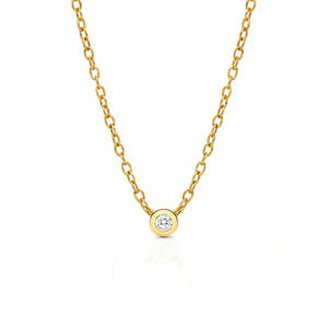 CZ Bezel set Necklace 18ct Yellow Gold Plated