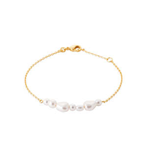 18ct Yellow Gold Plated alloy with synthetic pearl mult shape bracelet.