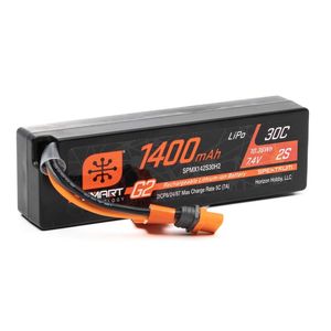 Batteries And Chargers: 1400mAh 2S 7.4V Smart G2 30C LiPo; IC2 Connector Fits ARRMA Grom by Spektrum