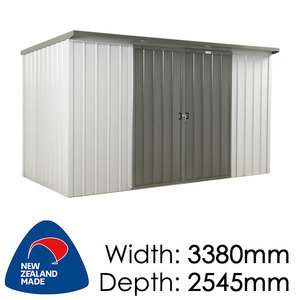 Duratuf Kiwi Sheds: Duratuf Kiwi Shed Lean-to 3.4×2.5 Double Sliding Doors