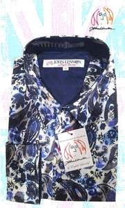 English Laundry: John Lennon L/S Shirt - Blue Paisley