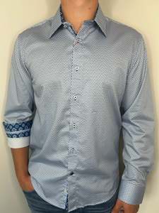 JL L/S Shirt - Sky Blue Geometric Print
