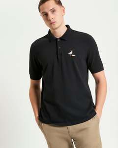 Ben Sherman: Gull Embroidered Polo Tee - Black