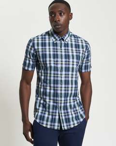 Irregular Check S/S Shirt - Dark Green