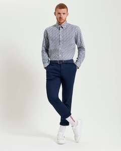 Mono Floral Print L/S Shirt - Ivory
