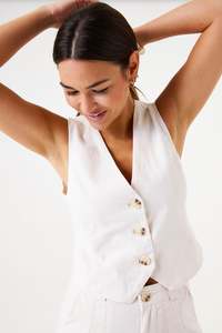 Garcia: Tailored Vest - Beige Stone