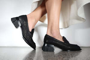 Womens Footwear: Honour - Black Floral Emboss