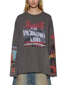 Ksubi Womens: Altar L/S Boyfriend Tee - Charcoal