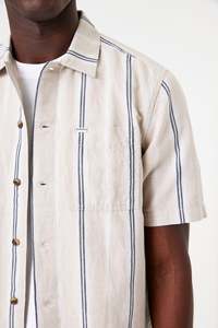 Garcia Mens: Vertical Stripe Shirt - Sand