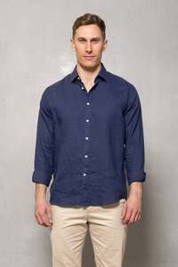 Blake L/S Linen Shirt - Thunderstorm