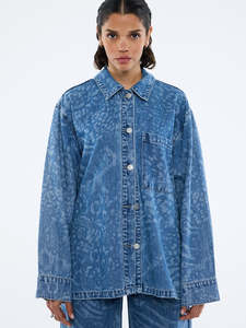 Ena Pelly: Lisa Denim Shirt - Blue Mixed Animal