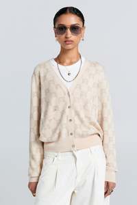 Monogram Knit Cardigan - Sand Multi