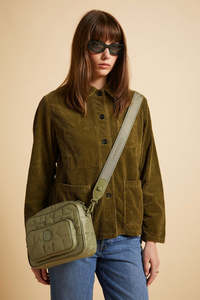 Karen Walker Bags: Monogram Quilted Large Camera Bag - Sage