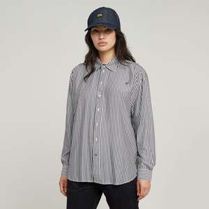 Womens: Boyfriend L/S Shirt - Osaka Blue Bold Stripe