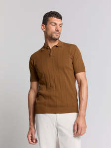 Knitted Pullover Polo - Camel