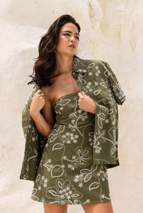 Edwin Shirt - Khaki w/White Embroidery