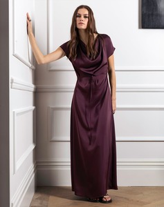 Storm: Drape Front Maxi Dress - Raisin