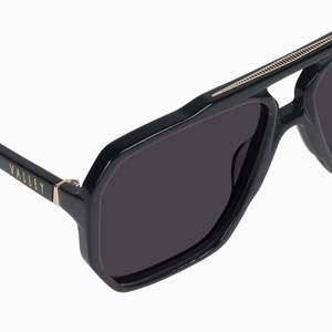 Womens Eyewear: Rodeo Sunglasses - Gloss Black w. Gold Metal/Black Lens
