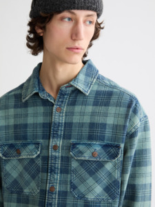 Washed Denim Checked Overshirt - Indigo Check