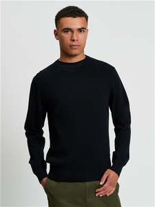 Textured Front Crew - Black