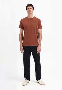Mens T Shirts: Crewneck Solid Basic Tee - Terra