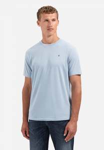 Mens T Shirts: Crewneck Solid Basic Tee - Dusty Blue