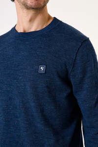 Mens T Shirts: Garcia LS Cotton Jumper - Deep Ink