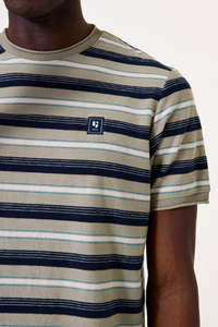Garcia Striped Tee - Green/Navy