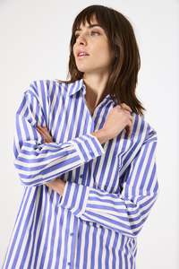 Blue & White Striped L/S Shirt