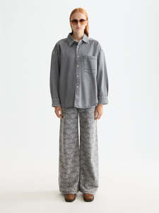 Washed Denim Overshirt - Black Spark