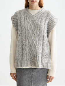 Cable Stitch Vest - Light Grey Melange
