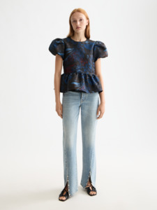 Scotch Soda: Cap Sleeve Peplum Top - Pheasant