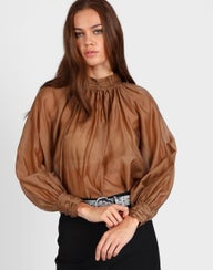 Storm: High Neck Detail Top - Cinnamon